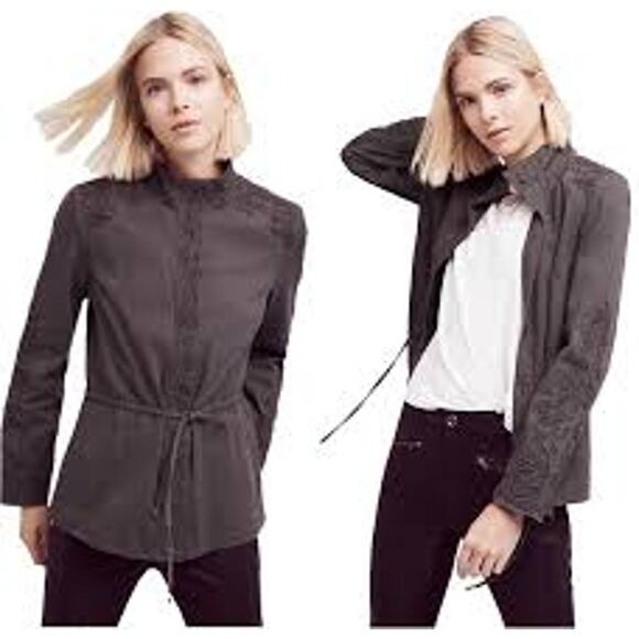 Love Sam Jackets & Blazers - NWT Anthropologie Love Sam Charcoal Gray Travis Beaded Military Jacket Medium